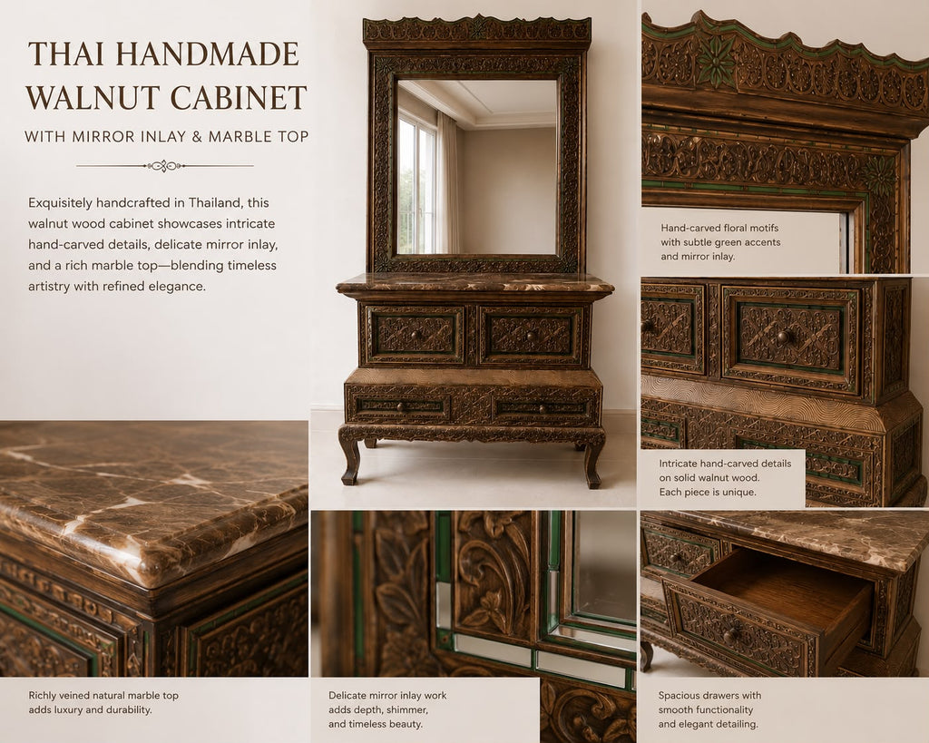 THAI HANDMADE WALNUT CABINET
