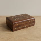 Handcrafted Wooden Box with Brass Inlay