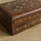 Handcrafted Wooden Box with Brass Inlay