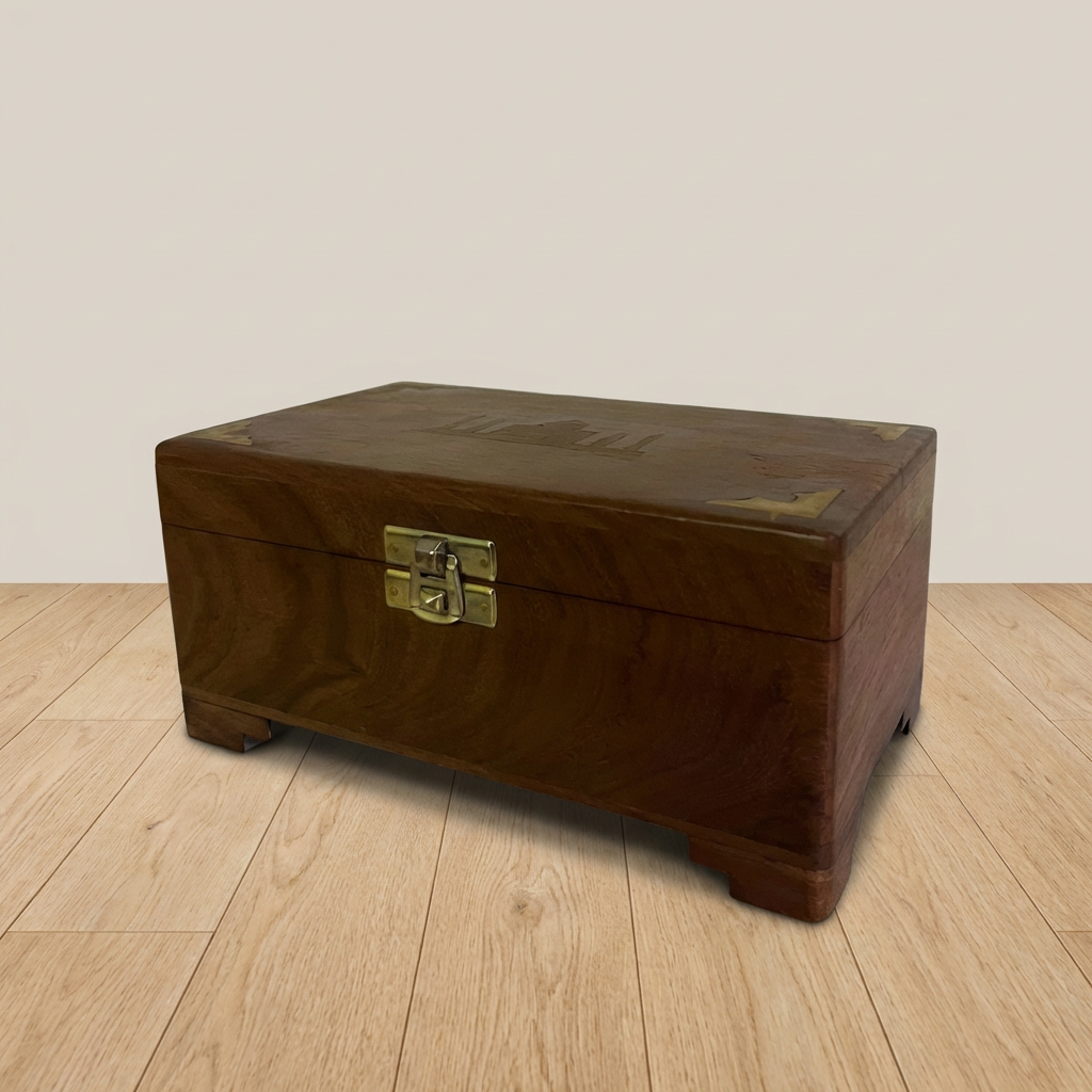 Wooden Box with Brass Taj Mahal Inlay