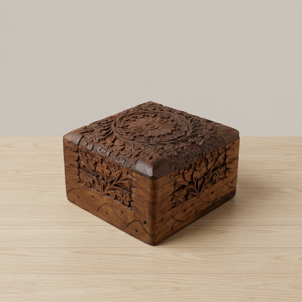 Hand Carved Wooden Incense Burner Box