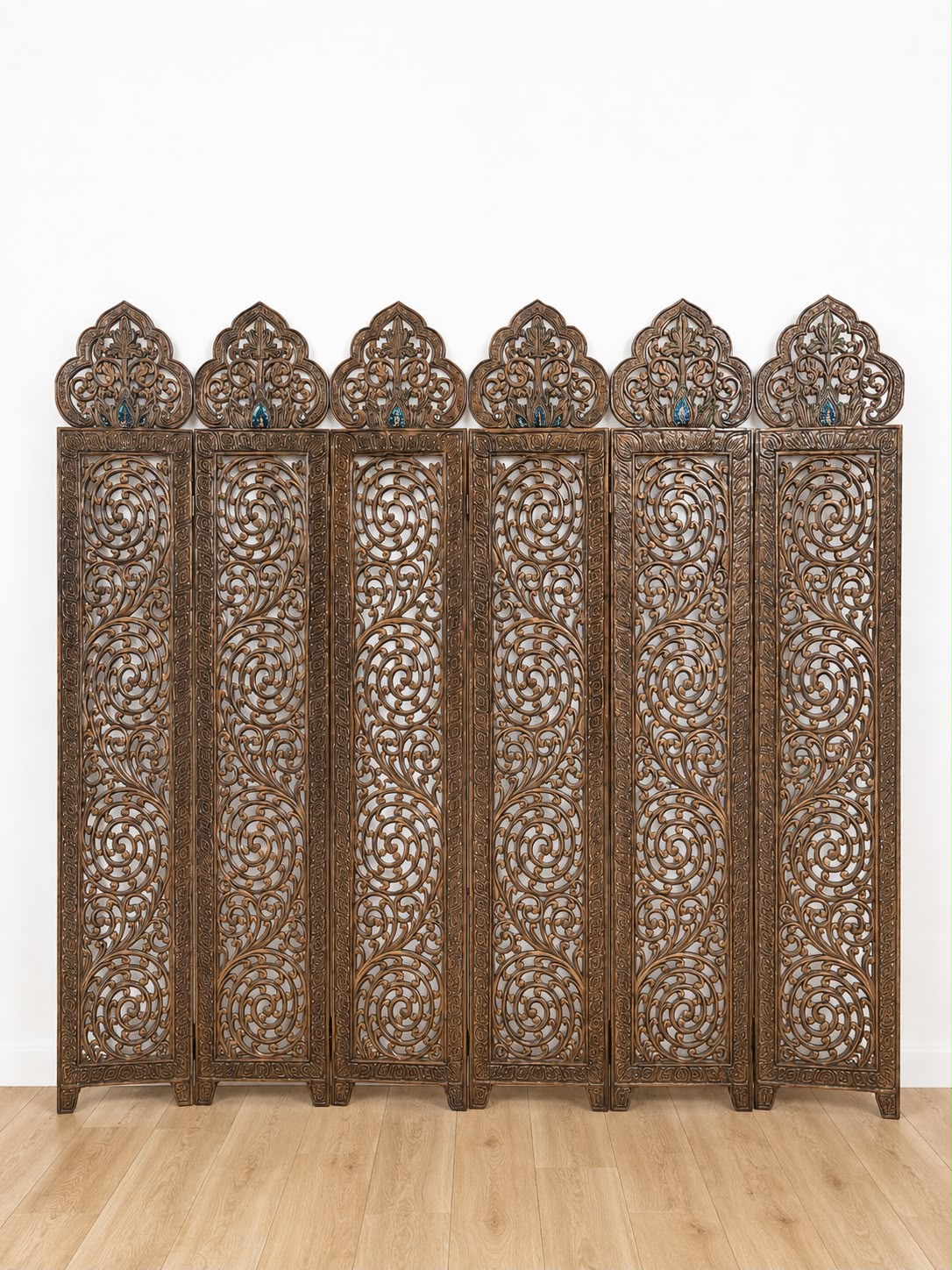 Thai walnut wood folding screen