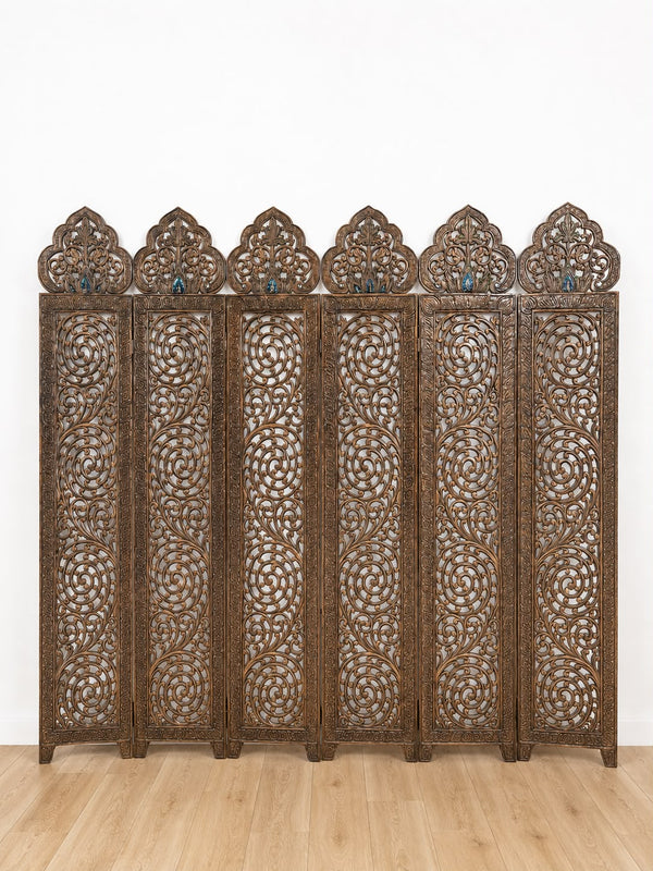Thai walnut wood folding screen