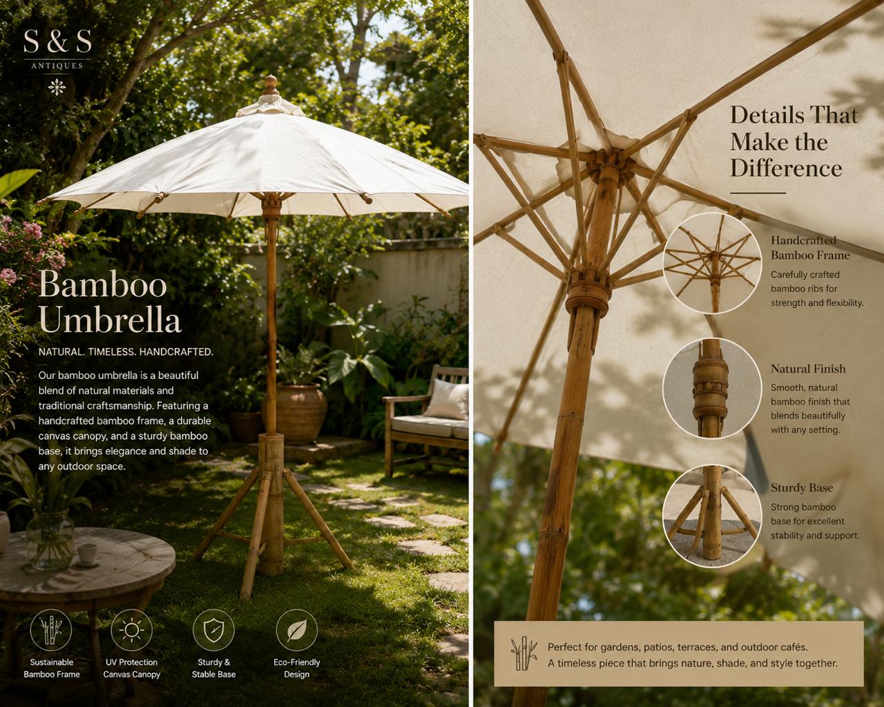Beach umbrella , bamboo wood
