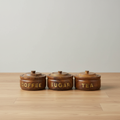 Wooden Coffee Sugar Tea Canister Set