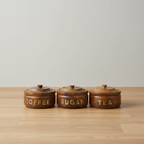 Wooden Coffee Sugar Tea Canister Set