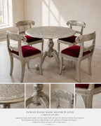 INDIAN HAND MADE SILVER PLATED TABLE & CHAIRS