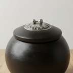Thai Style Wooden Decorative Storage Jar with Metal Lid
