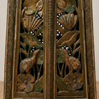 Handcarved Wooden Cabinet with Floral & Bird Motif – Vintage Handmade Storage Unit