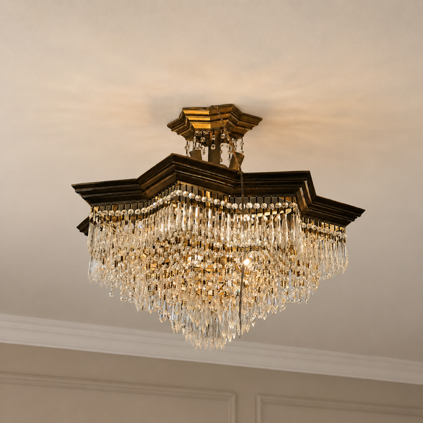 Antique Brass & Crystal Chandelier