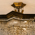 Antique Brass & Crystal Chandelier