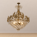 Classic Floral Brass & Crystal Chandelier