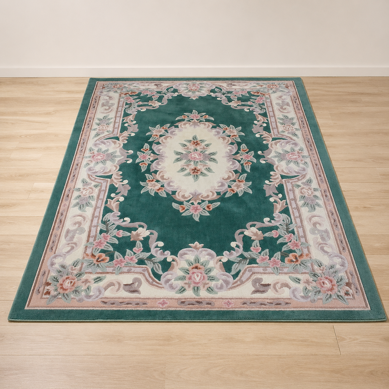 Shinwah Floral Rug – Green Classic Medallion Carpet