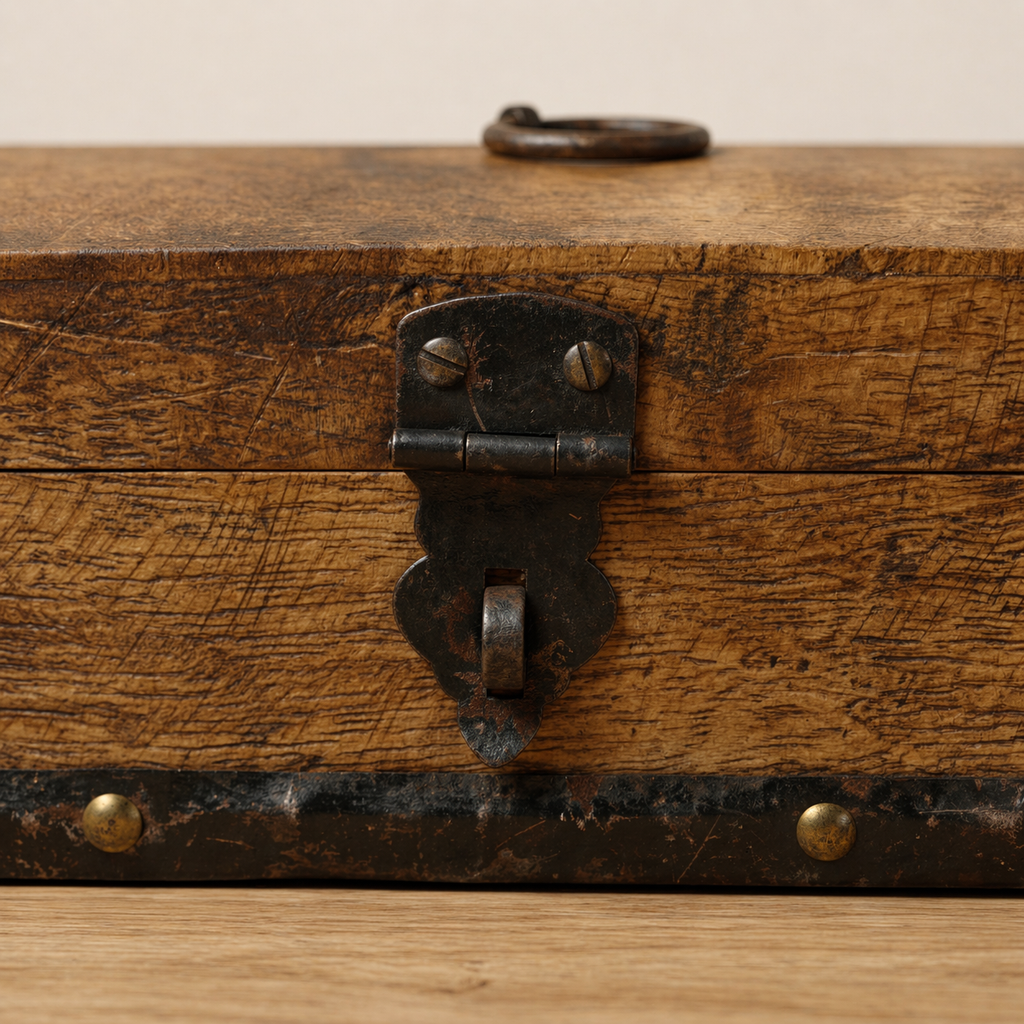 Wooden Storage Chest with Metal Hardware