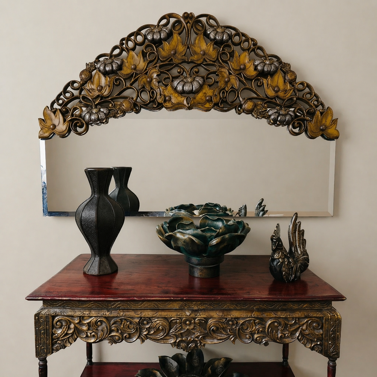 Carved Wooden Console Table
