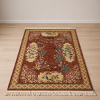 Handcrafted Chinoiserie Rug – Vintage Floral Luxury Carpet