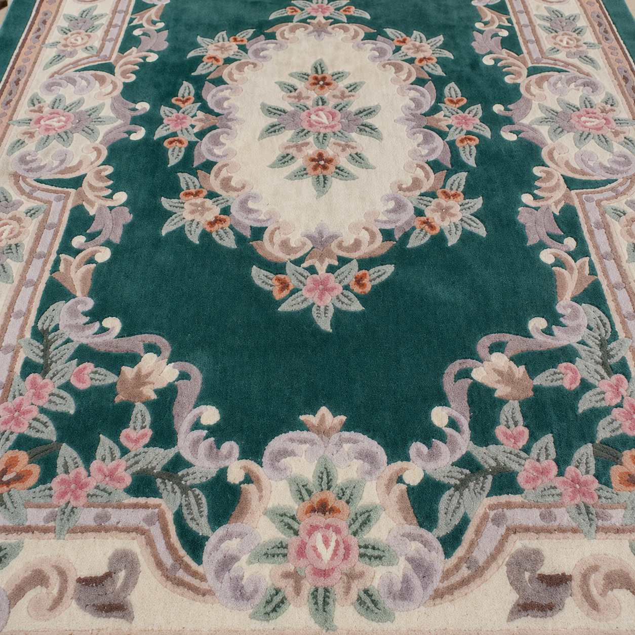 Shinwah Floral Rug – Green Classic Medallion Carpet