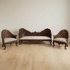 Hand-Carved Wooden Sofa Set