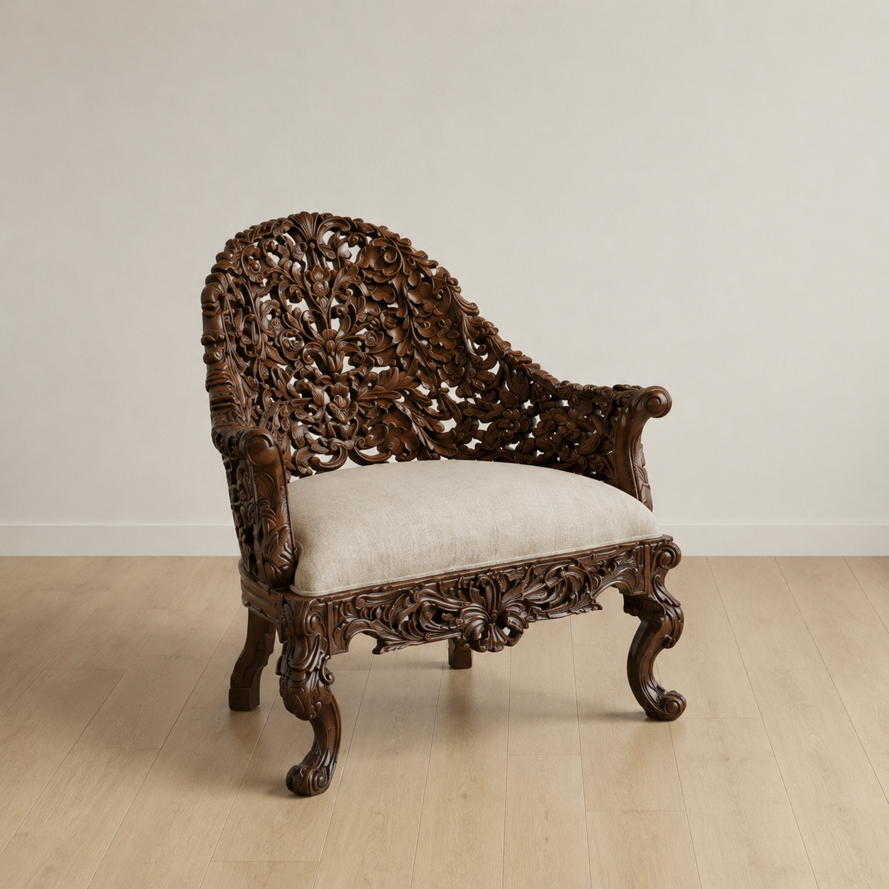 Hand-Carved Wooden Sofa Set