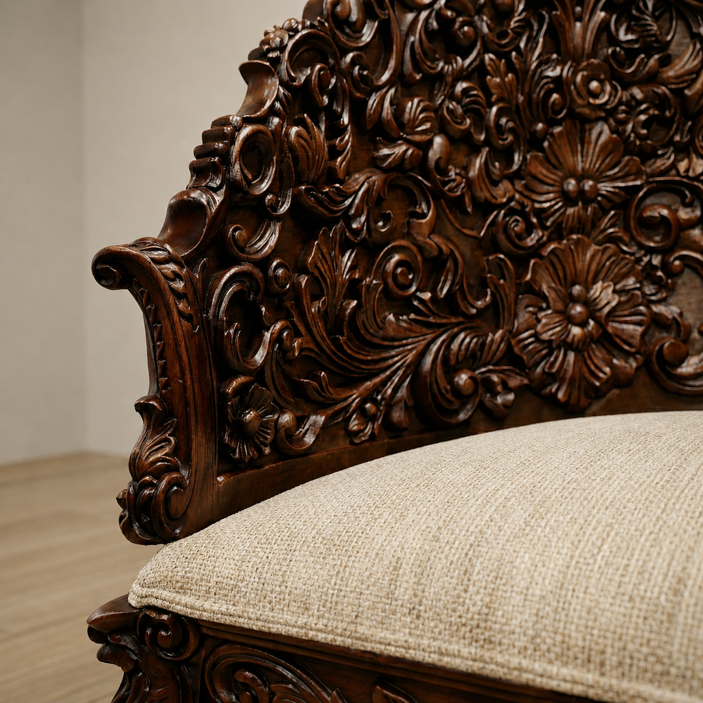 Hand-Carved Wooden Sofa Set