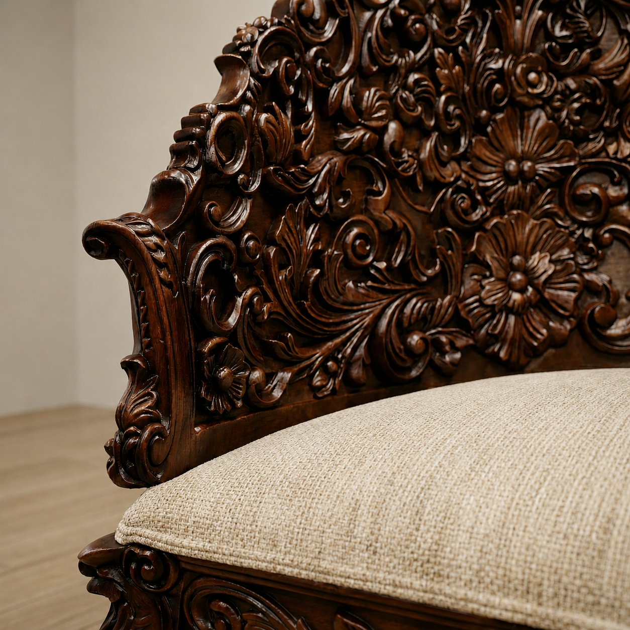 Hand-Carved Wooden Sofa Set