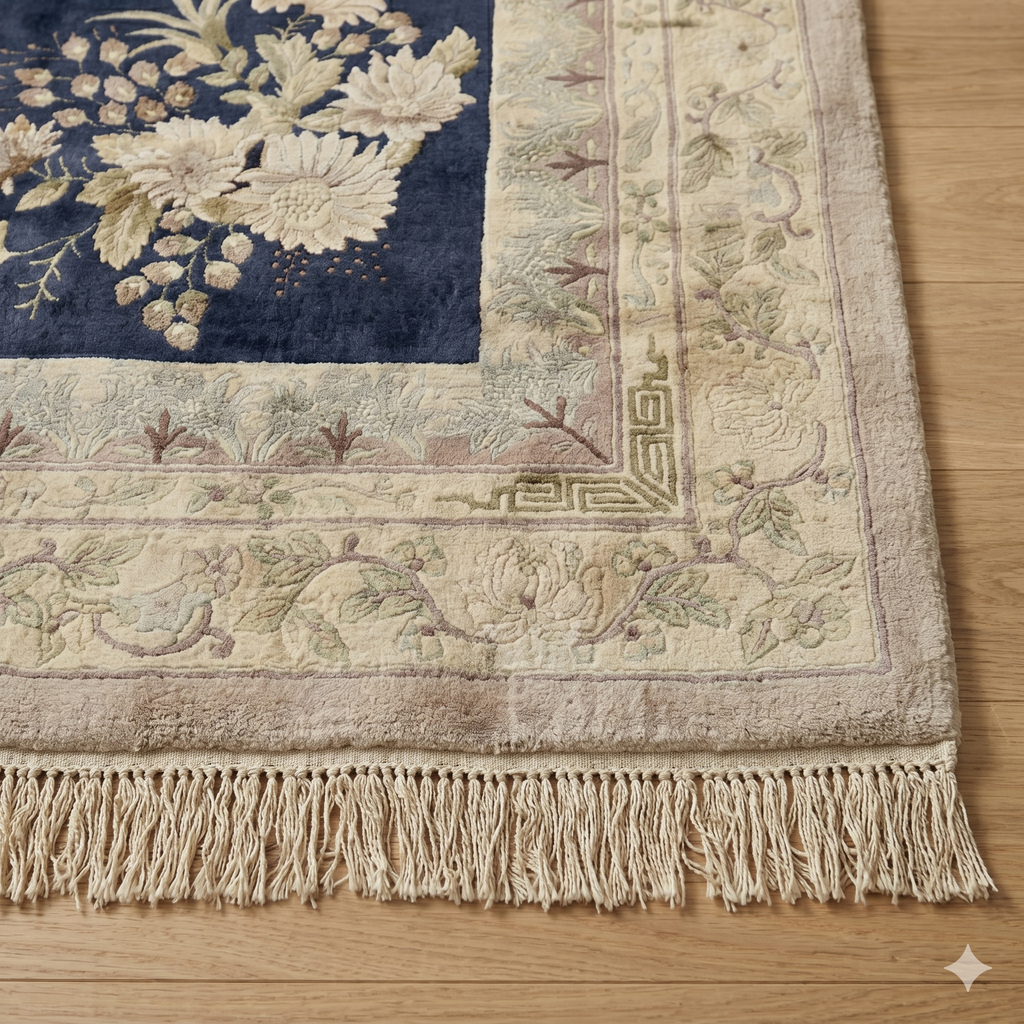 Handcrafted Chinoiserie Rug – Floral Pattern Luxury Carpet