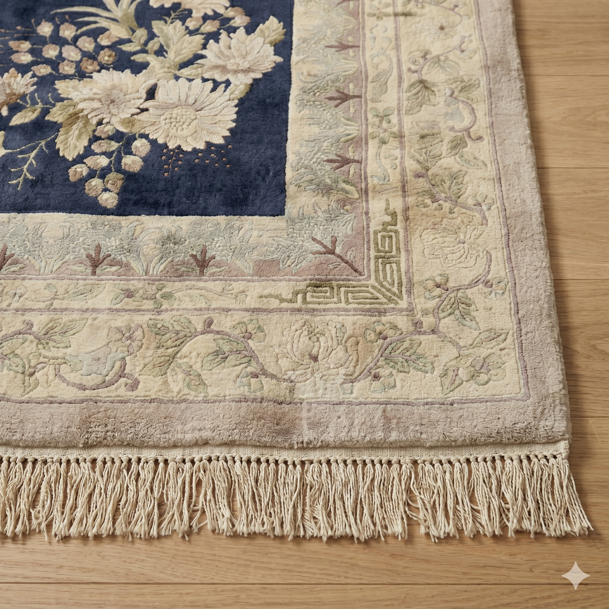 Handcrafted Chinoiserie Rug – Floral Pattern Luxury Carpet