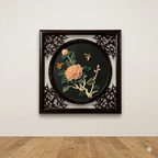 Handcrafted Floral Stone Inlay Wall Art