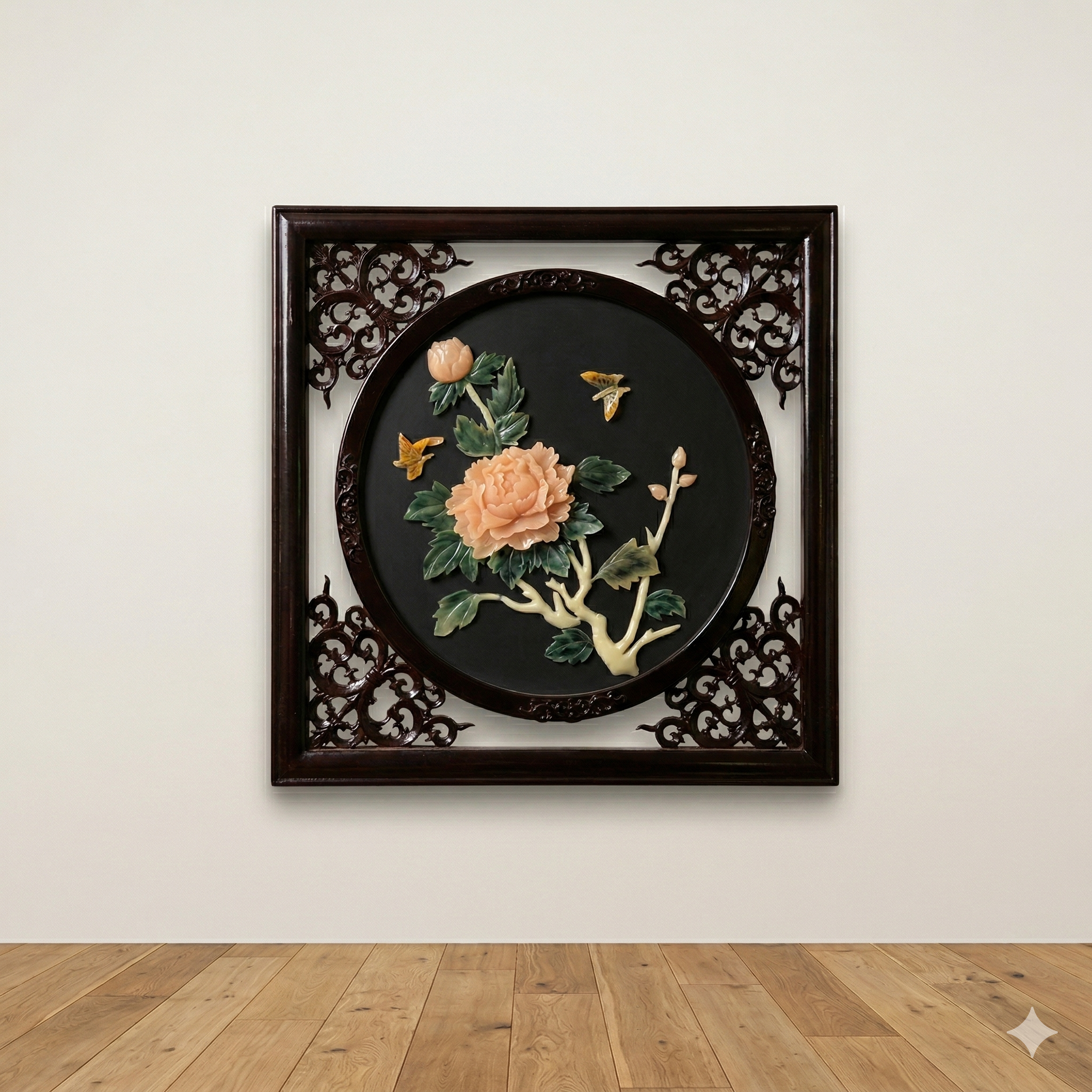 Handcrafted Floral Stone Inlay Wall Art