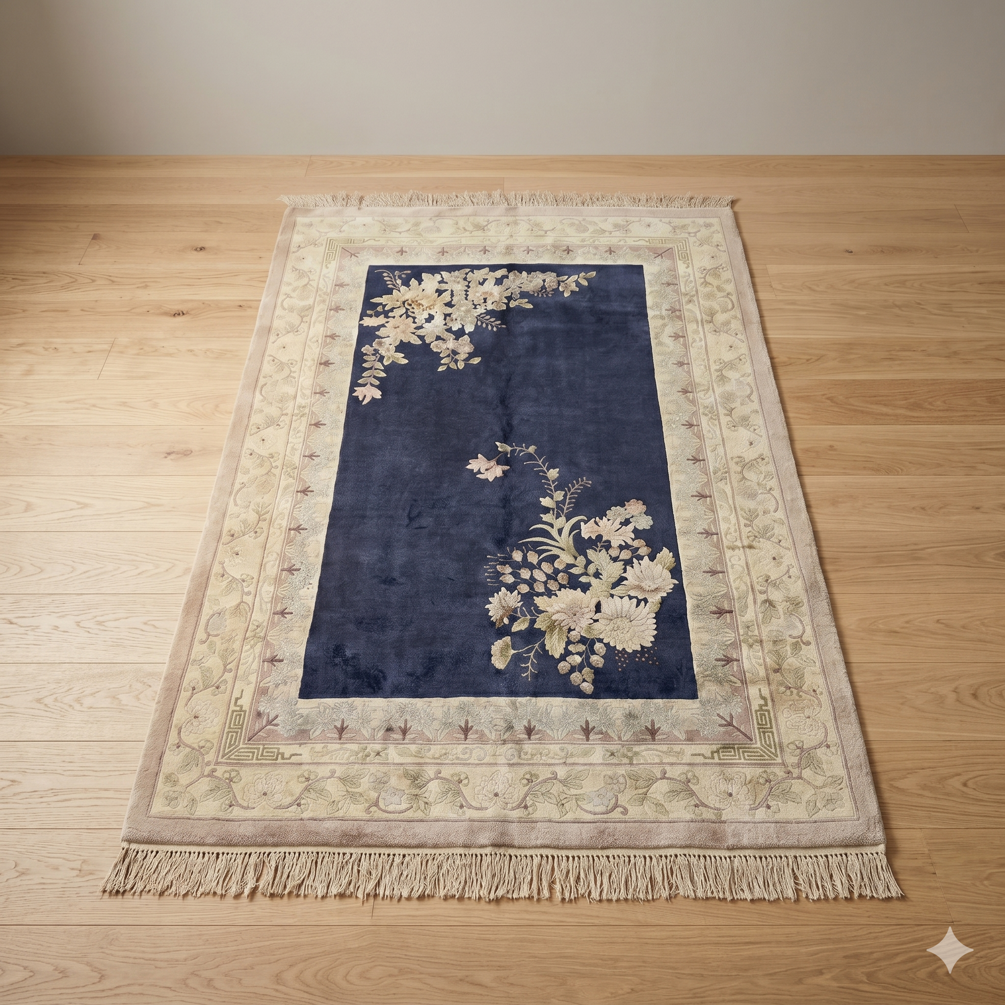 Handcrafted Chinoiserie Rug – Floral Pattern Luxury Carpet