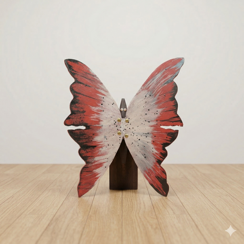 Handcrafted Wooden Butterfly Table Decor – Hand-Painted Artistic Stand Piece