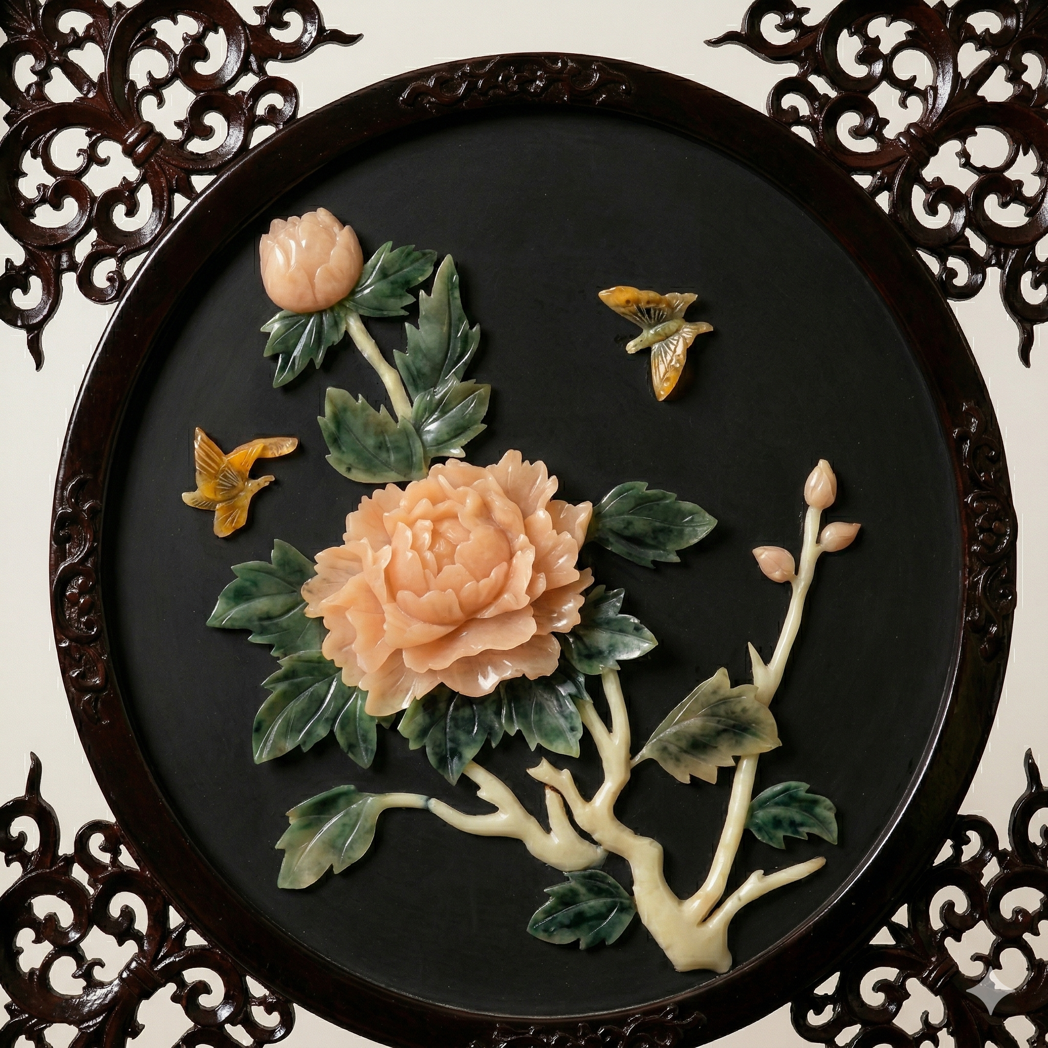 Handcrafted Floral Stone Inlay Wall Art