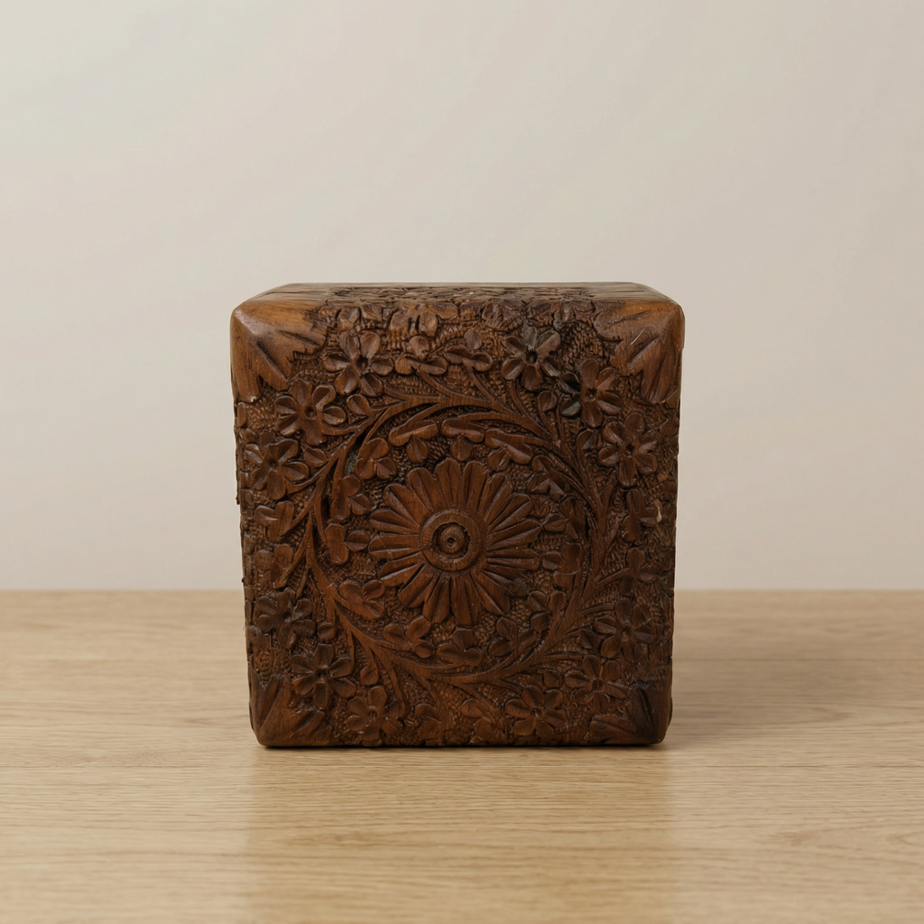 Hand Carved Wooden Incense Burner Box
