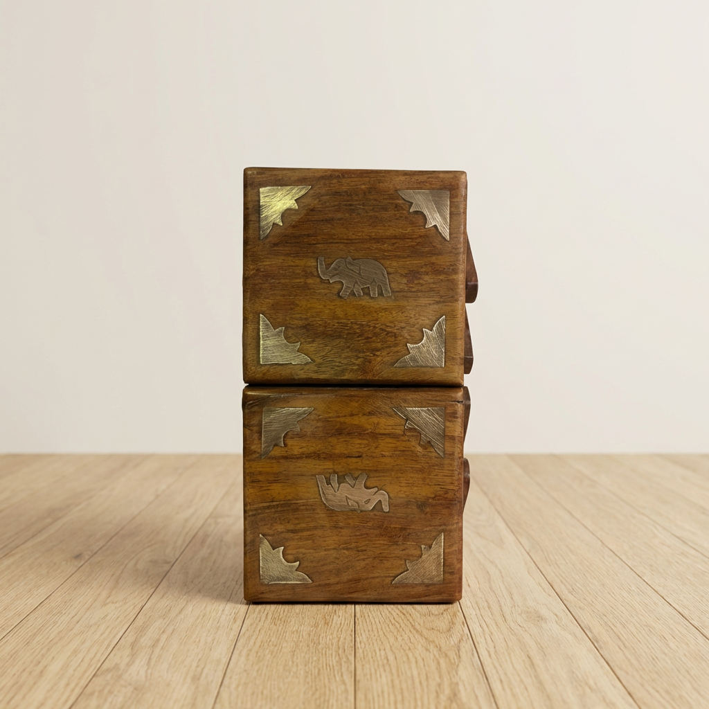 Wooden Expandable Sewing Box with Inlay