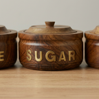 Wooden Coffee Sugar Tea Canister Set