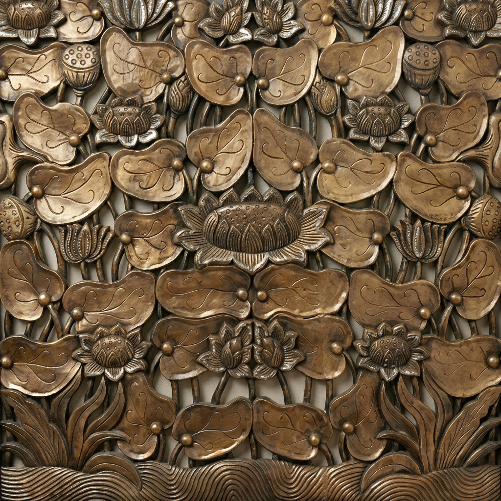 Handcrafted Walnut Wood Wall Art Panel with Mirror Inlay