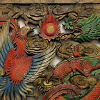 Handcrafted Teak Wood Dragon & Phoenix Wall Art Panel