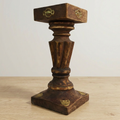 Handcrafted Wooden Display Stand with Brass Accents – Vintage Pedestal Decor