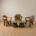 Rustic Solid Teak Wood Seating Set