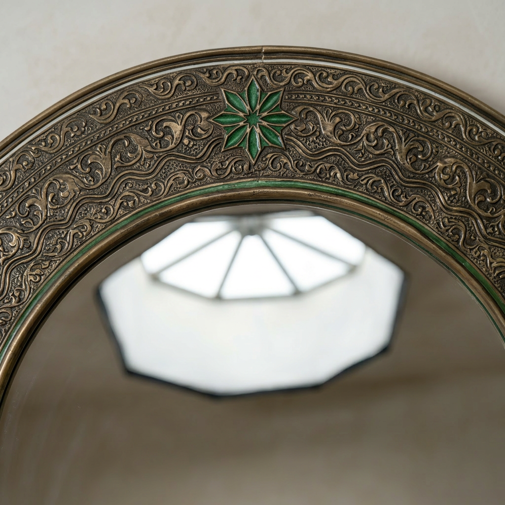 Handcrafted Arched Wall Mirror with Intricate Carved Frame
