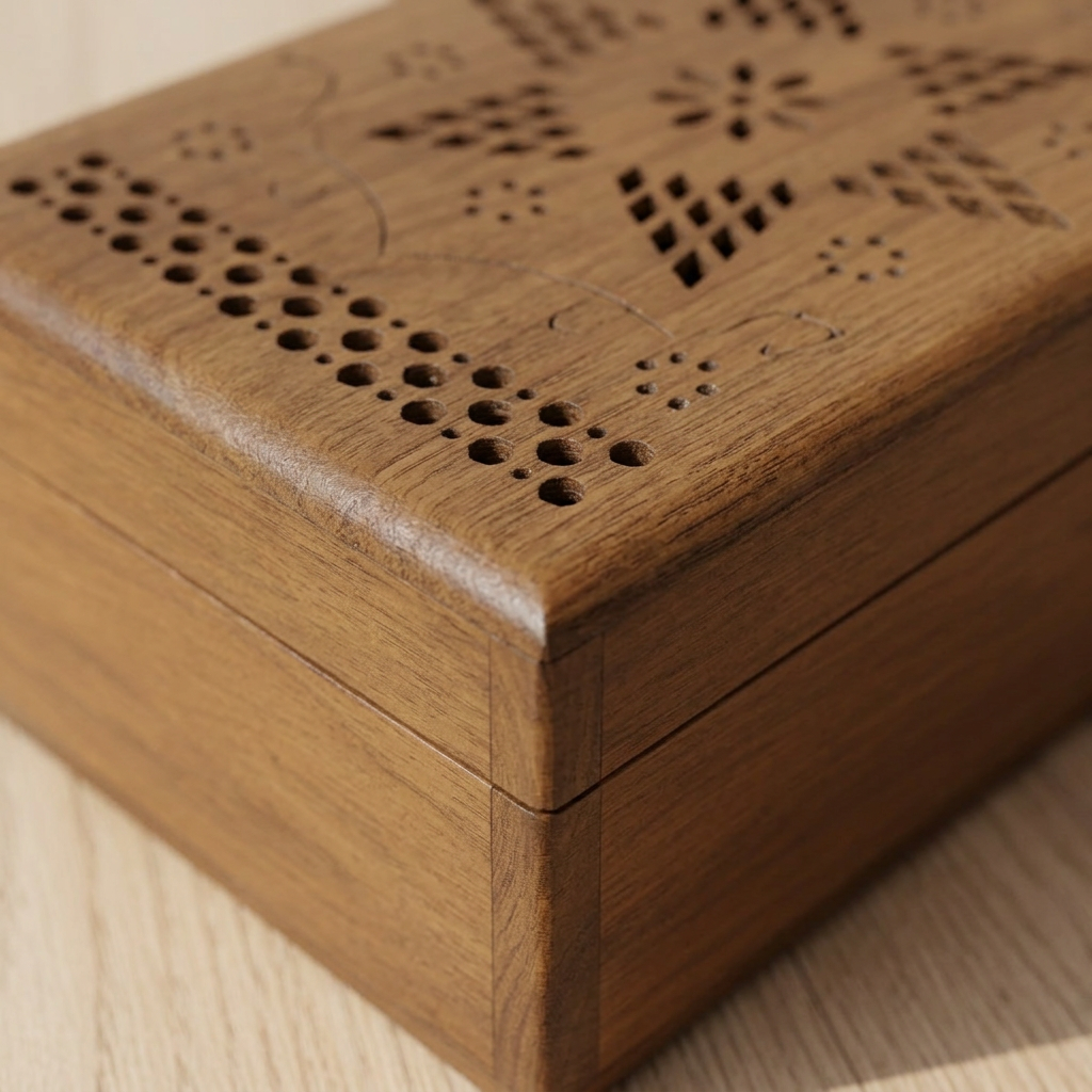 Decorative Hand-Carved Wooden Box