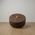 Hand-Carved Indian Wooden Storage Box with Lid