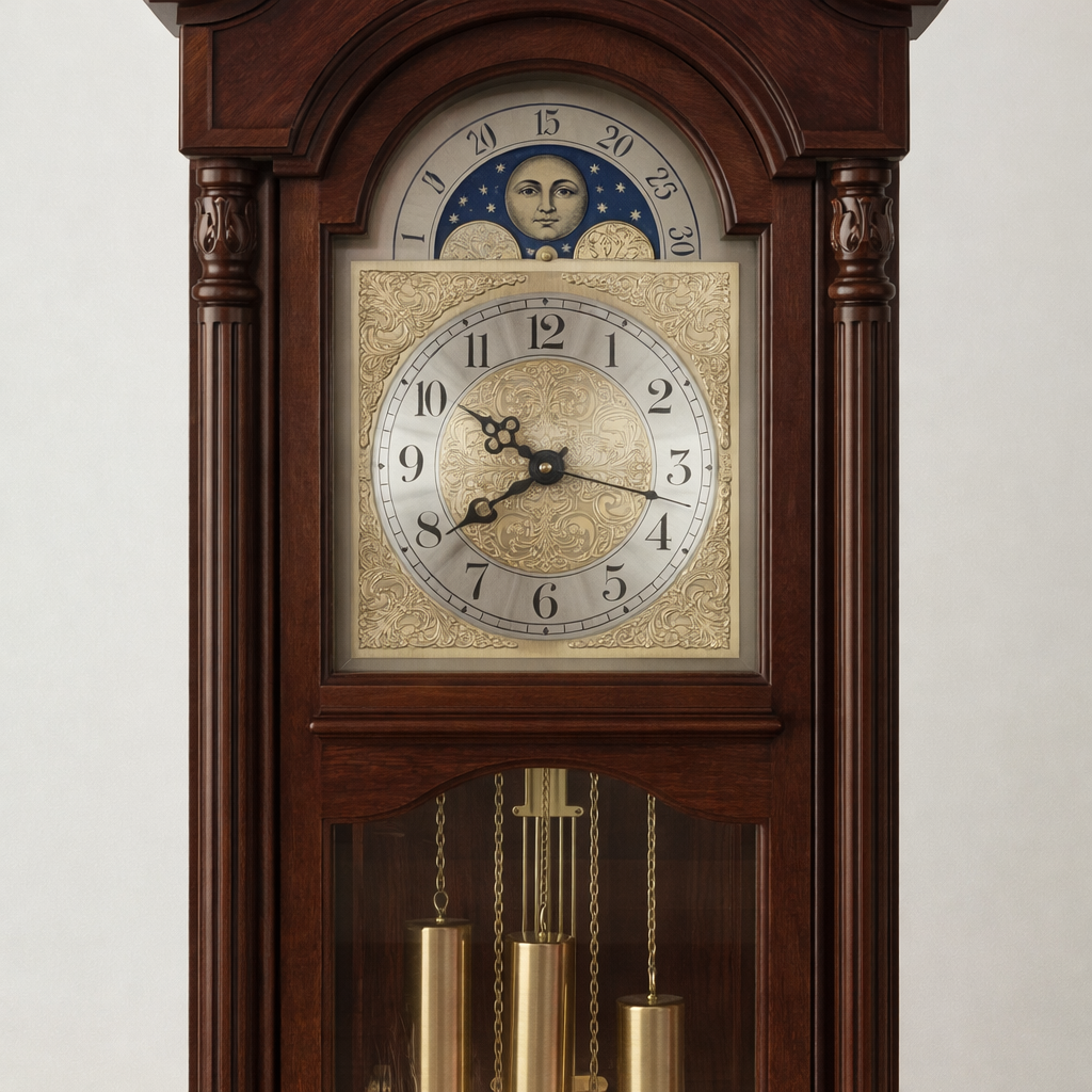 Chinoiserie Wooden Grandfather Clock in Rosewood