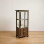 Hand-Carved Wooden Glass Display Cabinet with Storage
