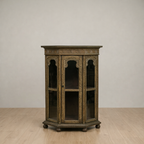 Handcarved Wooden Display Cabinet with Glass Doors – Handmade Storage Unit