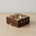 Handcarved Sheesham Wood Ashtray Box with Brass Inlay – Pakistani Handmade