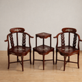 Handmade Rosewood Chair Set with Table – Mother of Pearl Inlay