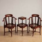 Handmade Rosewood Chair Set with Table – Mother of Pearl Inlay
