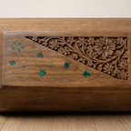 Handcarved Sheesham Wood Jewelry Box – Handmade Decorative Wooden Storage