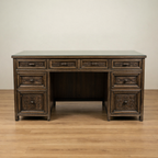 Antique Handcarved Desk – Walnut Wood